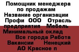 Помощник менеджера по продажам › Название организации ­ Профи, ООО › Отрасль предприятия ­ Мебель › Минимальный оклад ­ 60 000 - Все города Работа » Вакансии   . Ненецкий АО,Красное п.